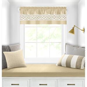 Paige Two-Tone Embroidered Window Curtain Set, Silver, 55" x 13"